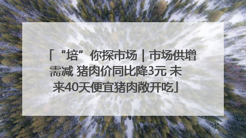 “培”你探市场｜市场供增需减 猪肉价同比降3元 未来40天便宜猪肉敞开吃