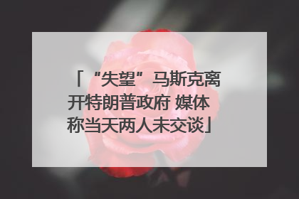 “失望”马斯克离开特朗普政府 媒体称当天两人未交谈