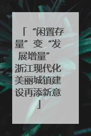 “闲置存量”变“发展增量” 浙江现代化美丽城镇建设再添新意