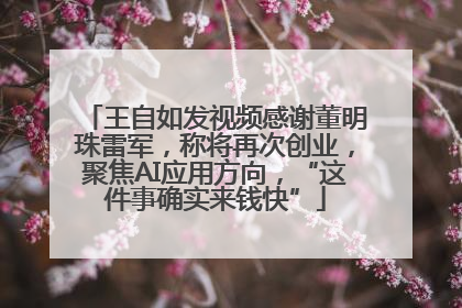 王自如发视频感谢董明珠雷军，称将再次创业，聚焦AI应用方向，“这件事确实来钱快”