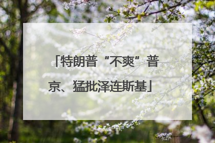 特朗普“不爽”普京、猛批泽连斯基