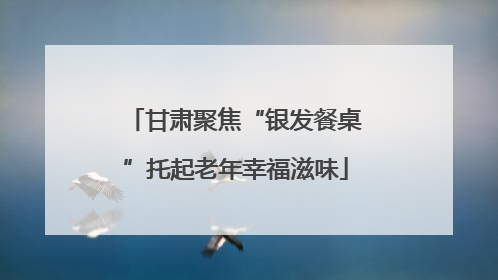 甘肃聚焦“银发餐桌”托起老年幸福滋味