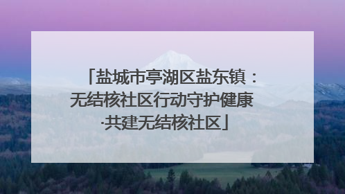 盐城市亭湖区盐东镇：无结核社区行动守护健康 ·共建无结核社区