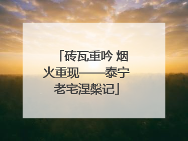 砖瓦重吟 烟火重现——泰宁老宅涅槃记