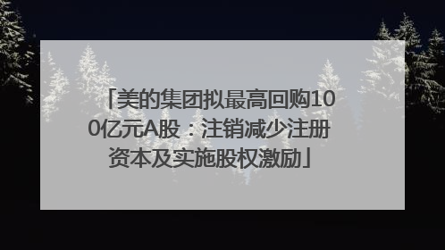 美的集团拟最高回购100亿元A股：注销减少注册资本及实施股权激励
