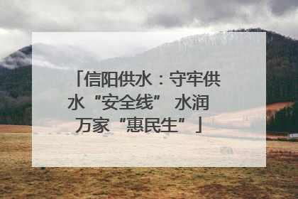 信阳供水：守牢供水“安全线” 水润万家“惠民生”