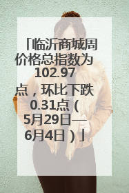 临沂商城周价格总指数为102.97点，环比下跌0.31点（5月29日—6月4日）