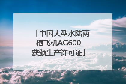 中国大型水陆两栖飞机AG600获颁生产许可证