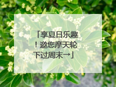 享夏日乐趣！邀您摩天轮下过周末→