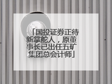 国投证券正待新掌舵人，原董事长已出任五矿集团总会计师