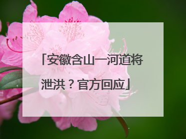 安徽含山一河道将泄洪？官方回应