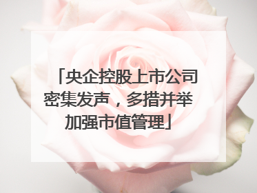 央企控股上市公司密集发声，多措并举加强市值管理