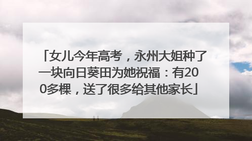 女儿今年高考，永州大姐种了一块向日葵田为她祝福：有200多棵，送了很多给其他家长