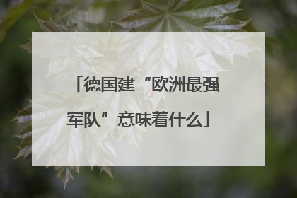 德国建“欧洲最强军队”意味着什么