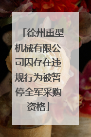 徐州重型机械有限公司因存在违规行为被暂停全军采购资格