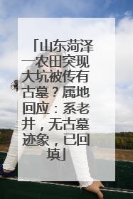 山东菏泽一农田突现大坑被传有古墓？属地回应：系老井，无古墓迹象，已回填