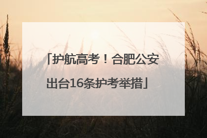 护航高考！合肥公安出台16条护考举措