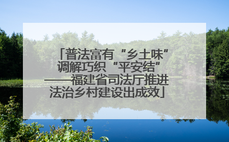 普法富有“乡土味” 调解巧织“平安结”——福建省司法厅推进法治乡村建设出成效