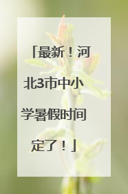 最新！河北3市中小学暑假时间定了！