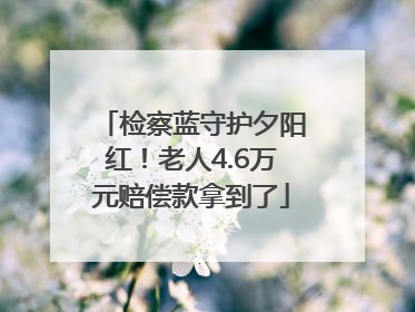 检察蓝守护夕阳红！老人4.6万元赔偿款拿到了