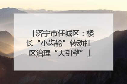 济宁市任城区：楼长“小齿轮”转动社区治理“大引擎”