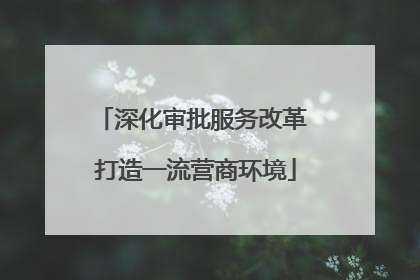 深化审批服务改革 打造一流营商环境