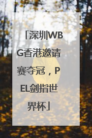 深圳WBG香港邀请赛夺冠，PEL剑指世界杯