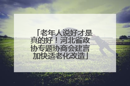 老年人说好才是真的好！河北省政协专题协商会建言加快适老化改造