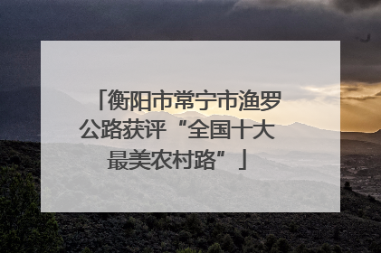 衡阳市常宁市渔罗公路获评“全国十大最美农村路”