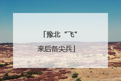 豫北“飞”来后备尖兵
