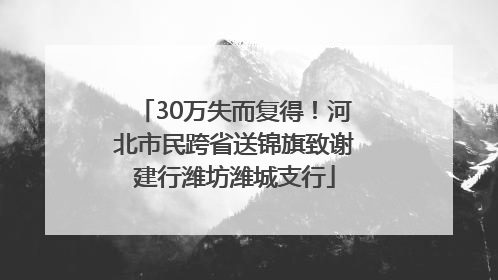 30万失而复得！河北市民跨省送锦旗致谢建行潍坊潍城支行